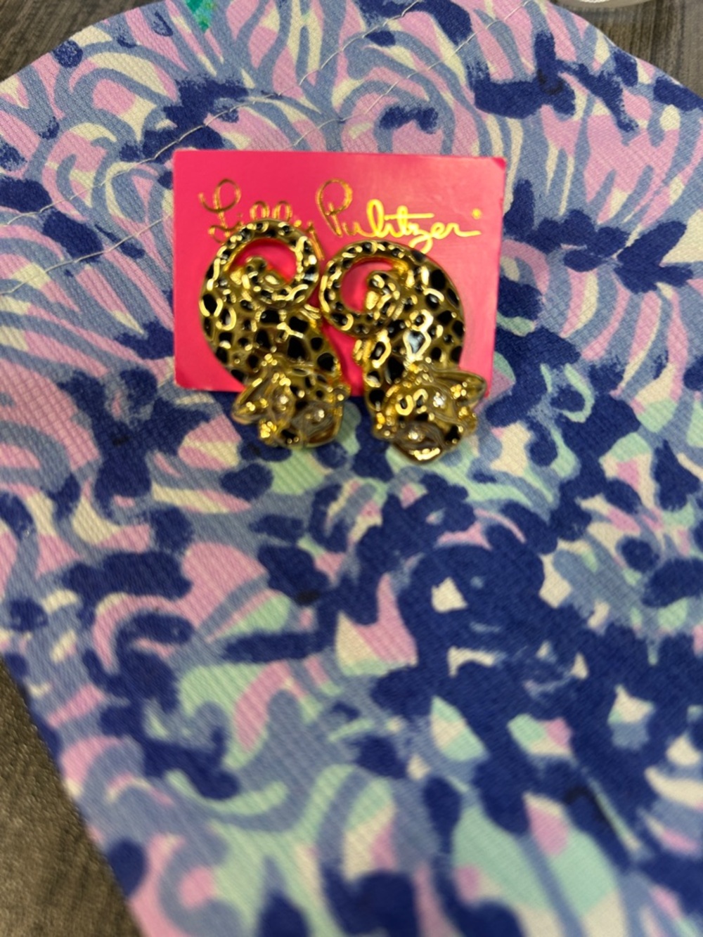 Lilly Pulitzer Gold Leopard Head Earrings